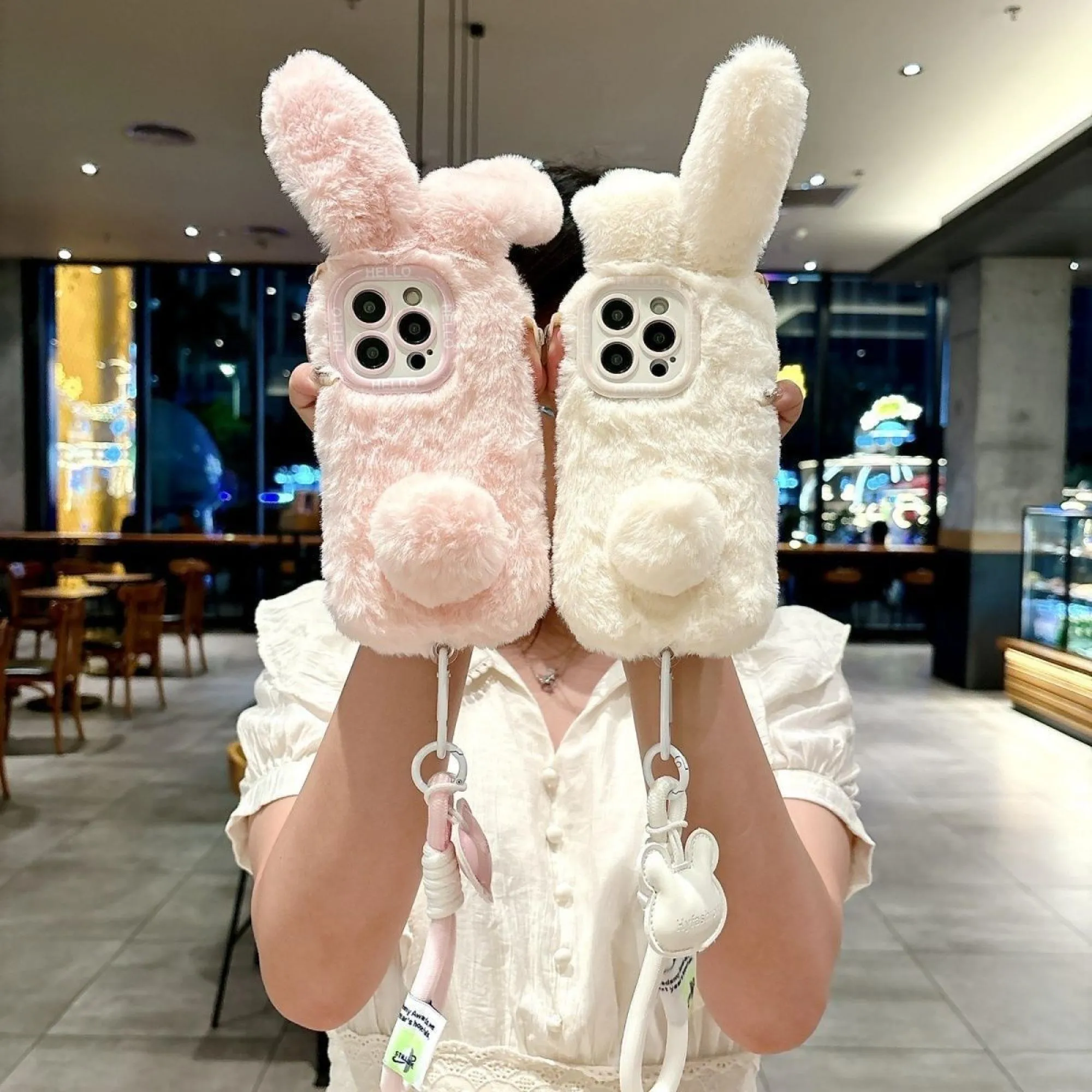 Fluffy Rabbit Ear Phone Case