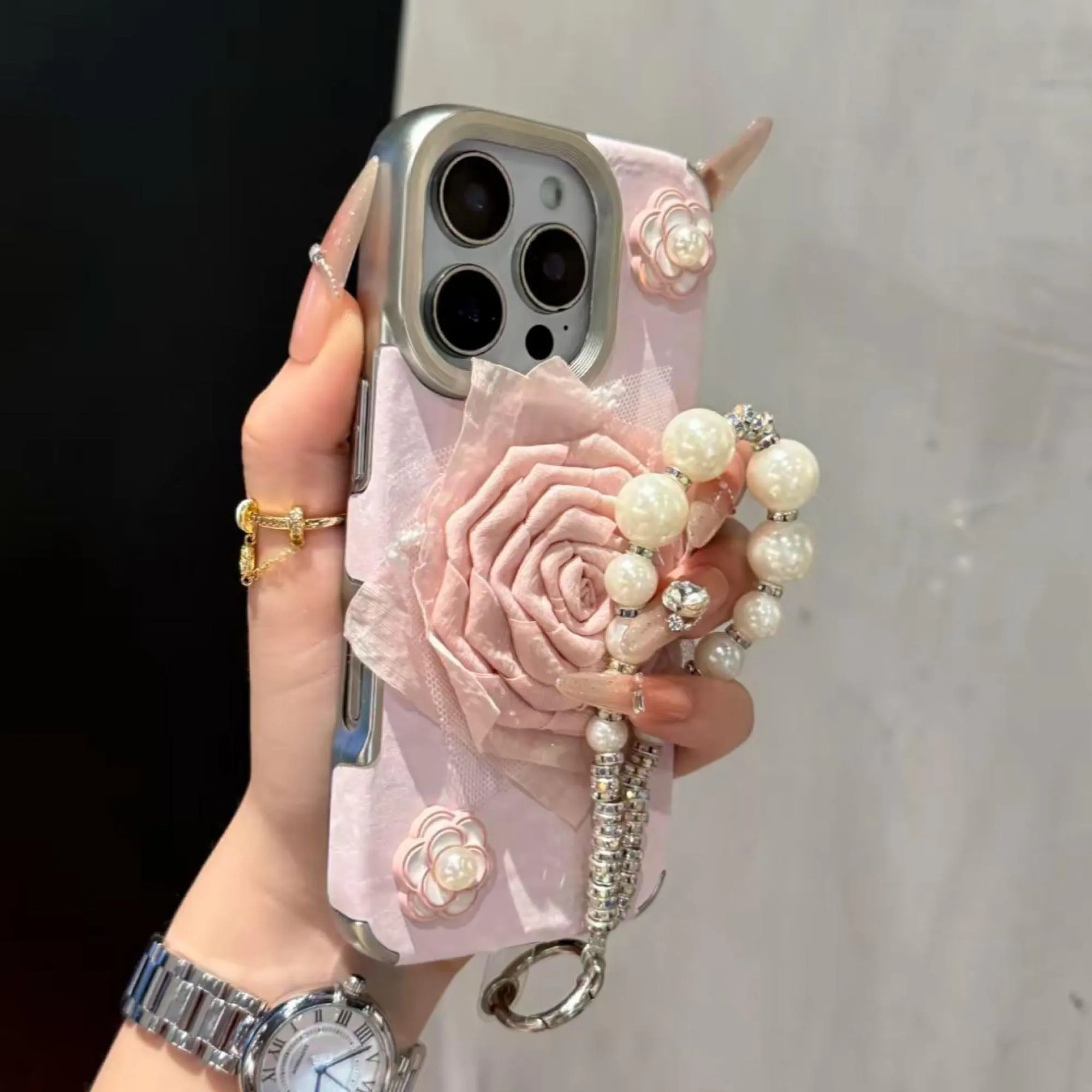 3D Pearl Rose Huawei Phone Case